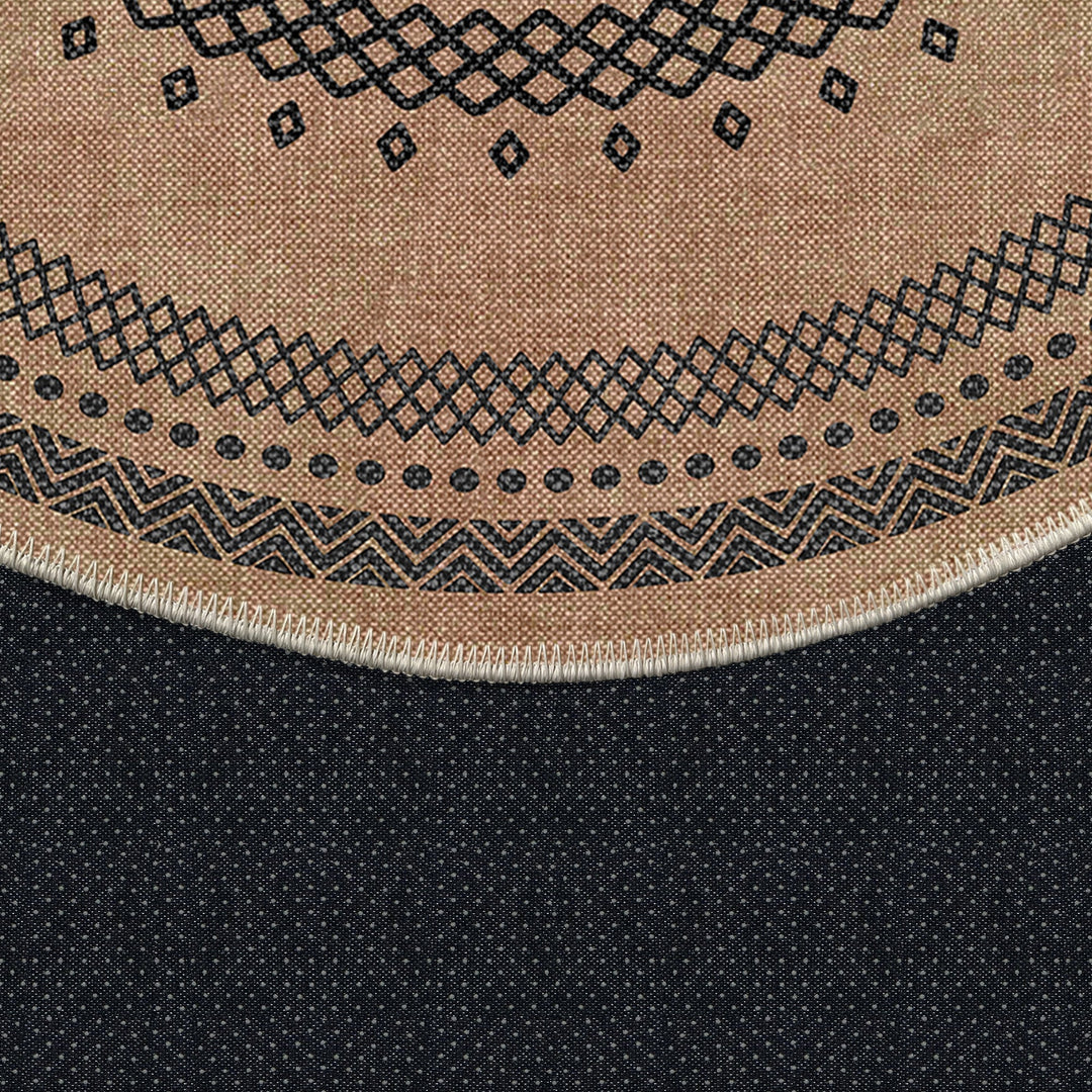 Tribal Design Brown Machine Washable Cotton Area Rug