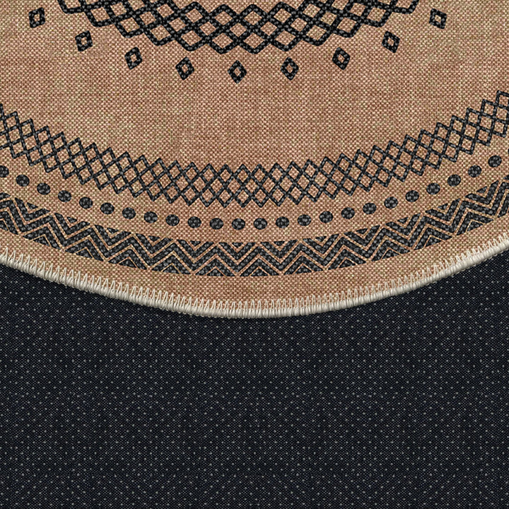 Tribal Design Brown Machine Washable Cotton Area Rug