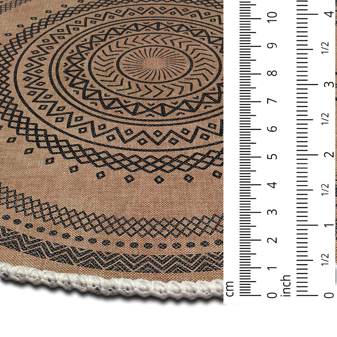 Tribal Design Brown Machine Washable Cotton Area Rug