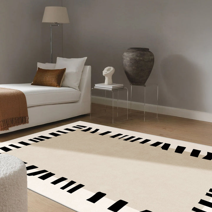 Modern Style Ivory Machine Washable Cotton Area Rug