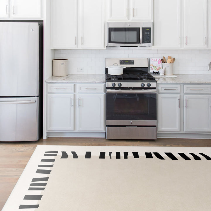Modern Style Ivory Machine Washable Cotton Area Rug