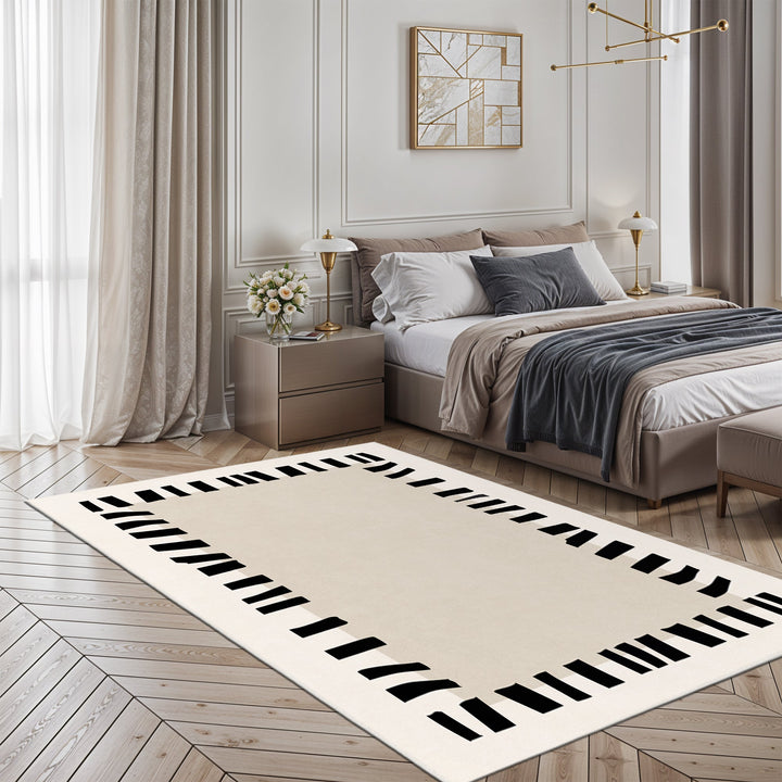 Modern Style Ivory Machine Washable Cotton Area Rug