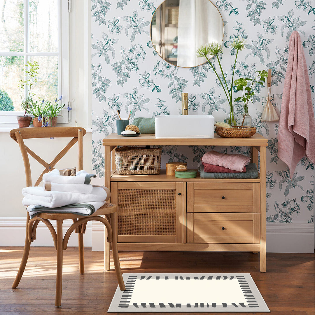 Modern Style Beige And Gray Machine Washable Cotton Area Rug