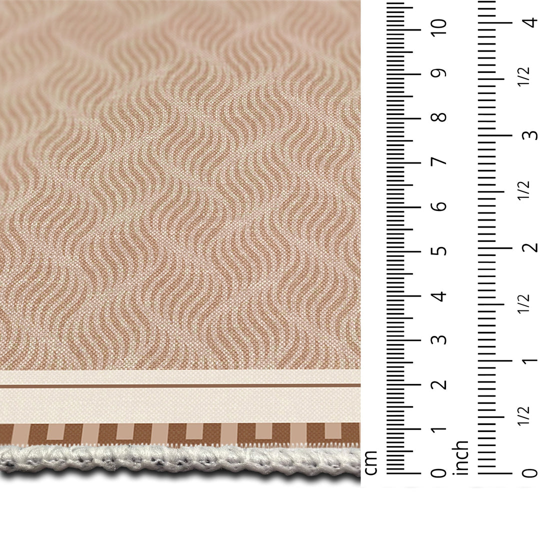 Lantern Design Beige Machine Washable Cotton Area Rug