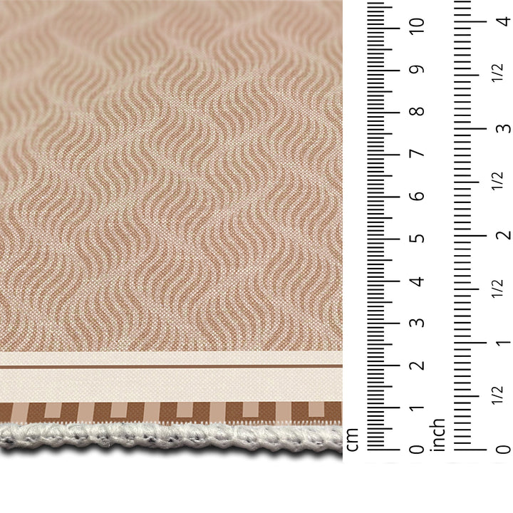 Lantern Design Beige Machine Washable Cotton Area Rug