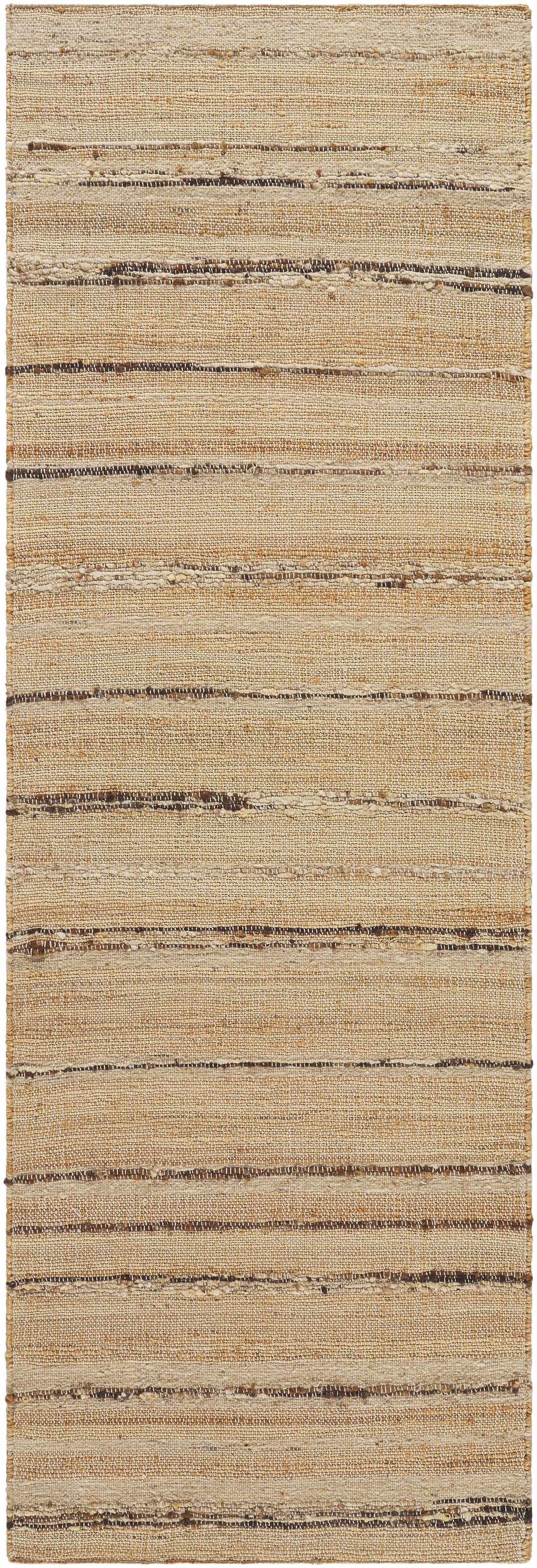 Nili Modern Stripe Pattern Natural Brown Hand Woven Wool Area Rug