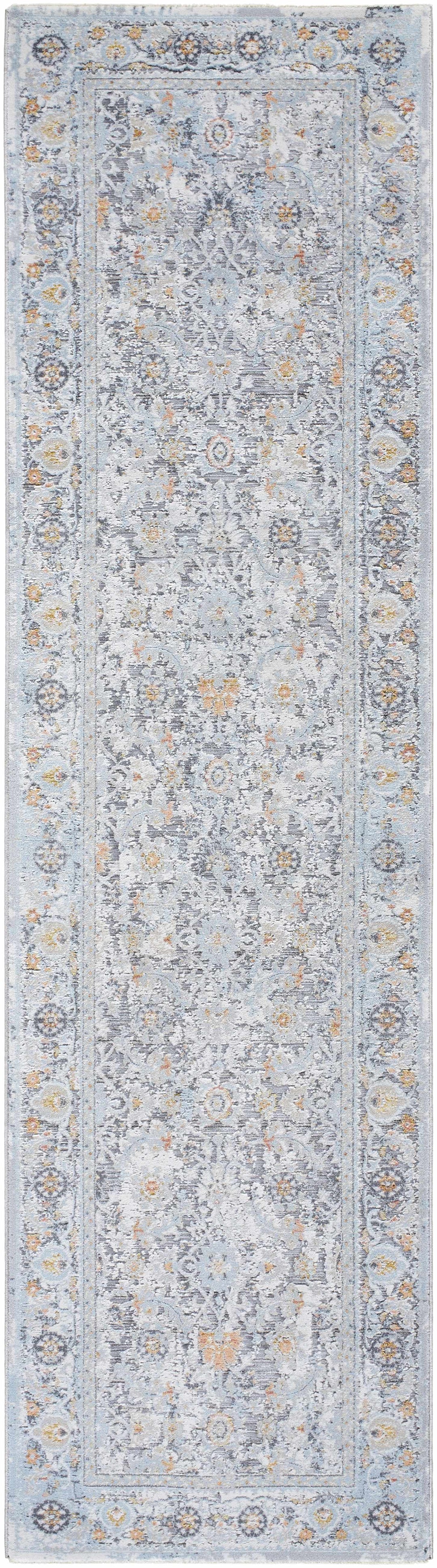 Finn Traditional Style Silver & Blue Area Rug