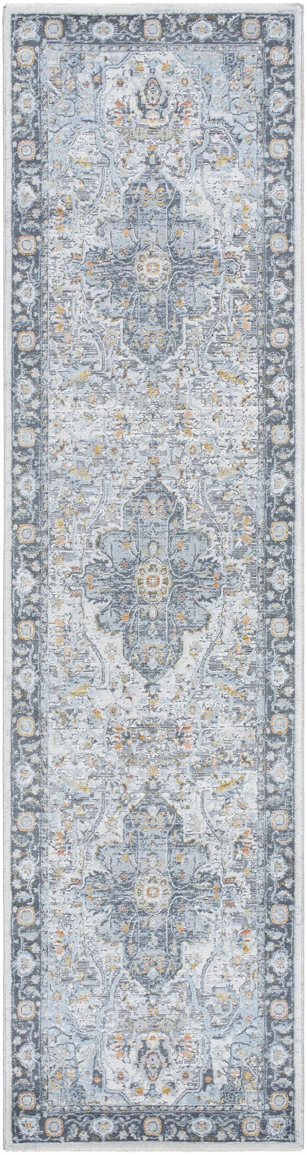 Hovan Traditional Medallion Design Ivory And Gray Area Rug