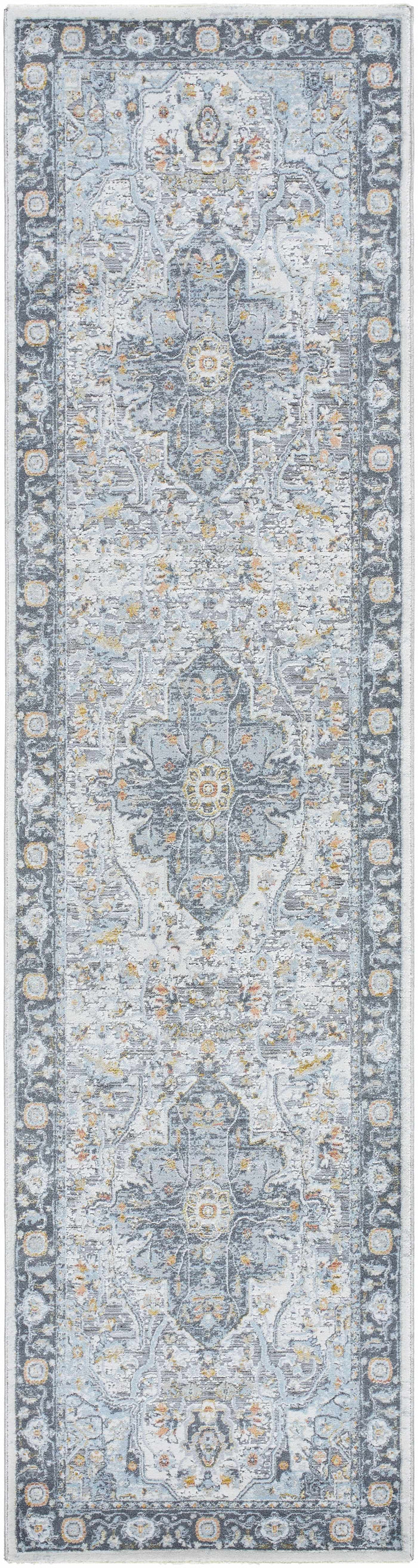 Hovan Traditional Medallion Design Ivory And Gray Area Rug