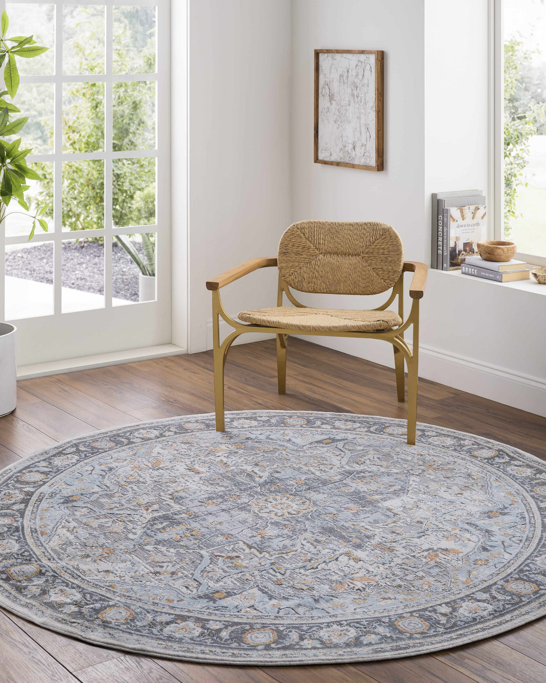 Hovan Traditional Medallion Design Ivory And Gray Area Rug