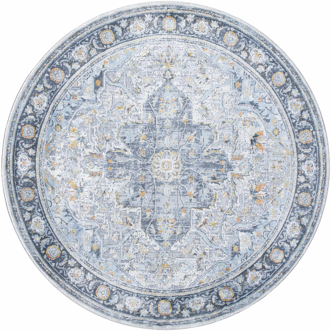 Hovan Traditional Medallion Design Ivory And Gray Area Rug