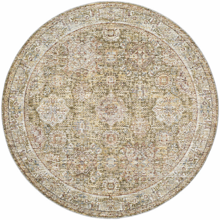 Ange Traditional Medallion Design Olive And Rust Area Rug