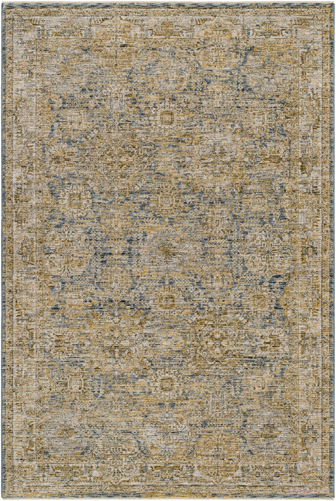 Ange Traditional Style Brown And Blue Area Rug