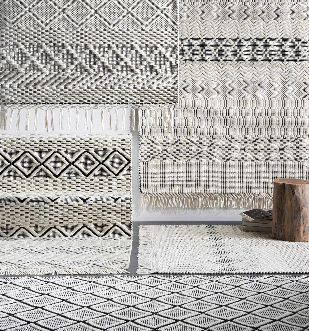Maria Ivory And Black Modern Geometrical Hand Woven Area Rug