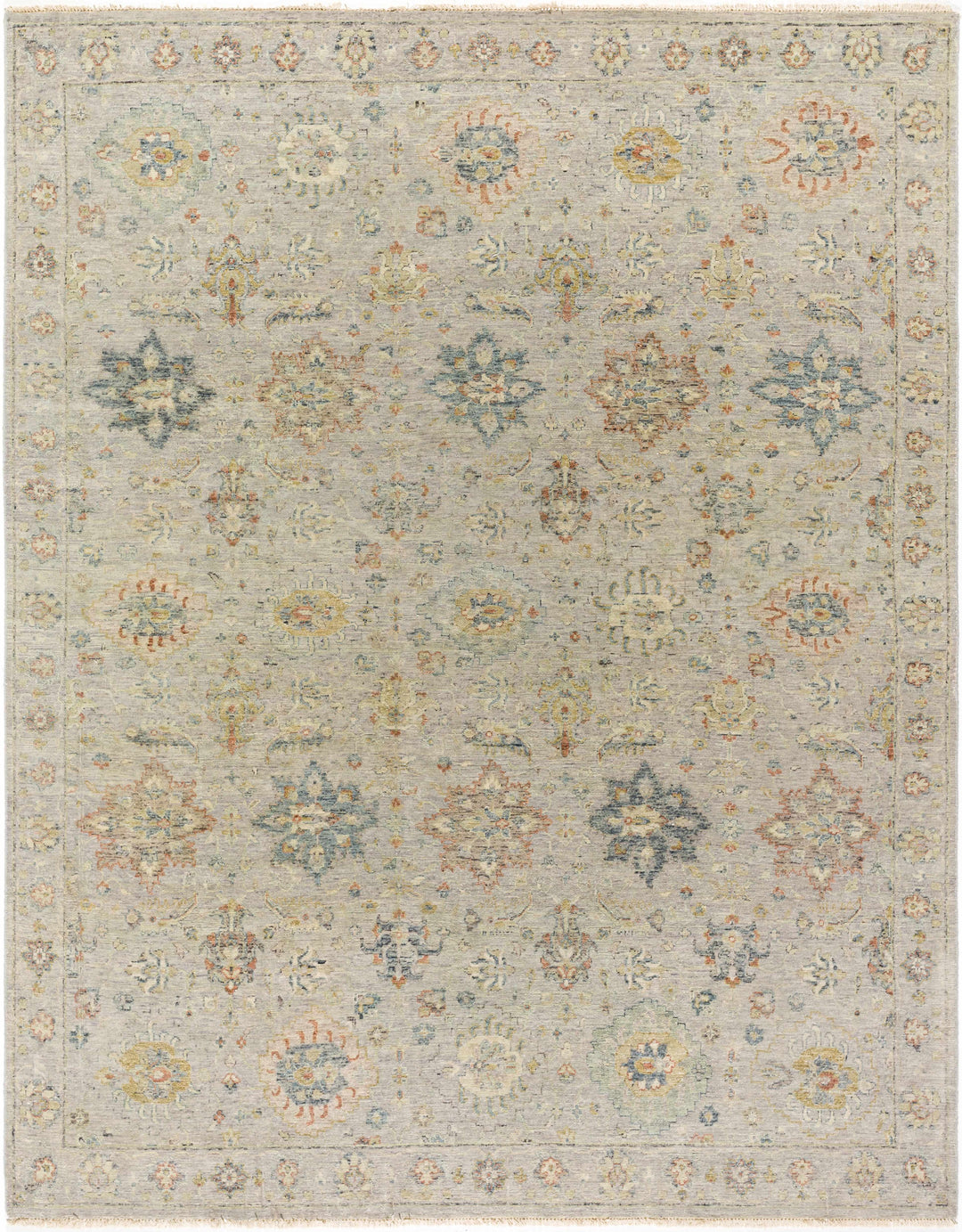 Sipocot Traditional Oushak Beige Hand Knotted Wool Area Rug