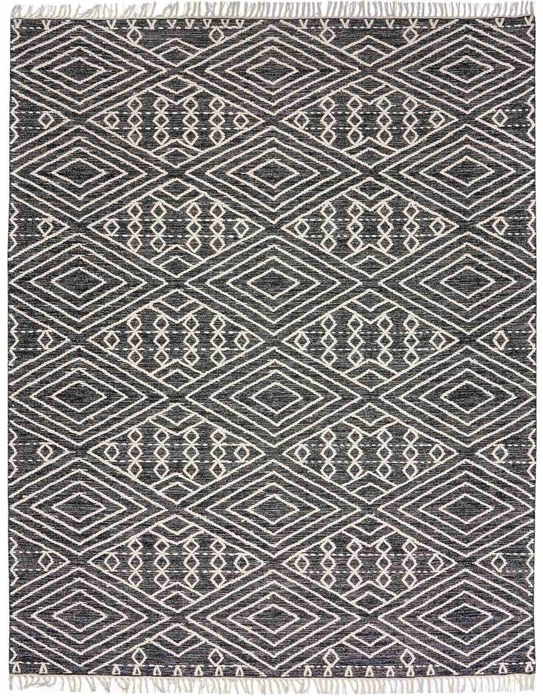Skedee Modern Gemetrical Design Black Hand Woven Area Rug