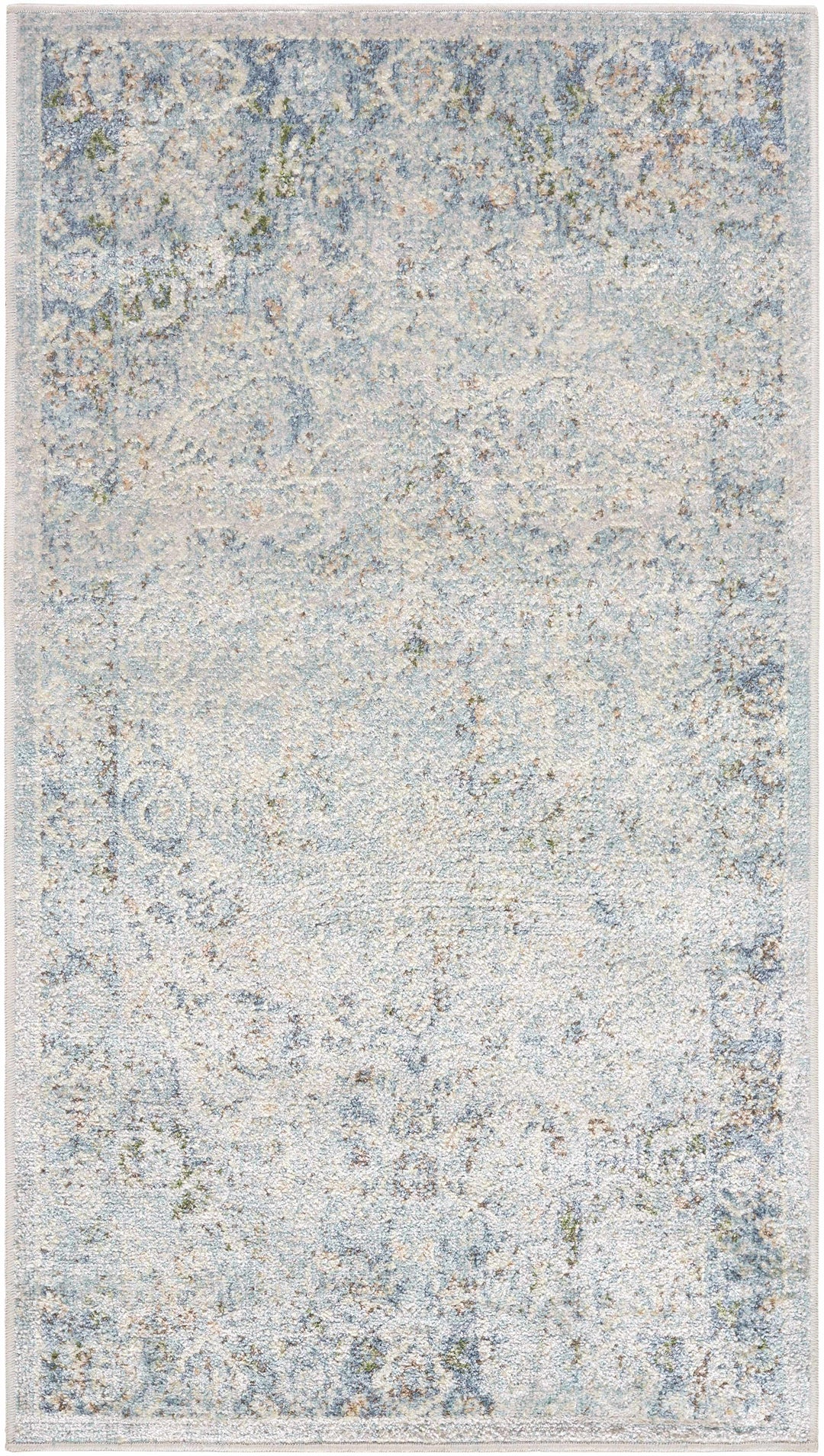 Aurum Traditional Style Beige And Blue Washable Area Rug