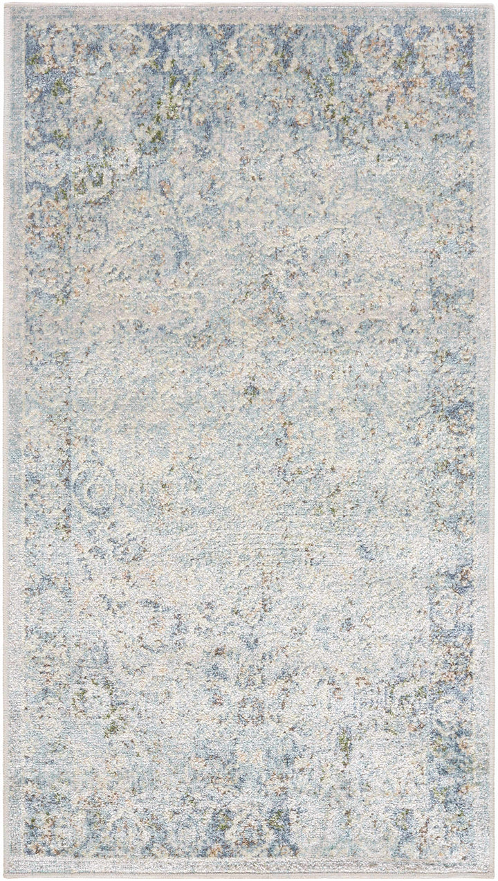 Aurum Traditional Style Beige And Blue Washable Area Rug