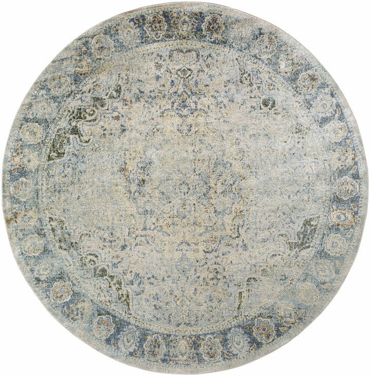 Aurum Traditional Style Beige And Blue Washable Area Rug