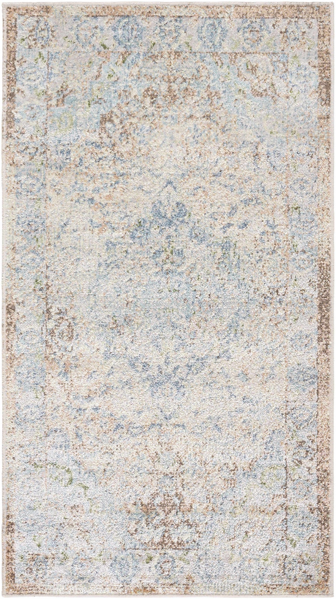 Aurum Traditional Style Blue And Beige Washable Area Rug