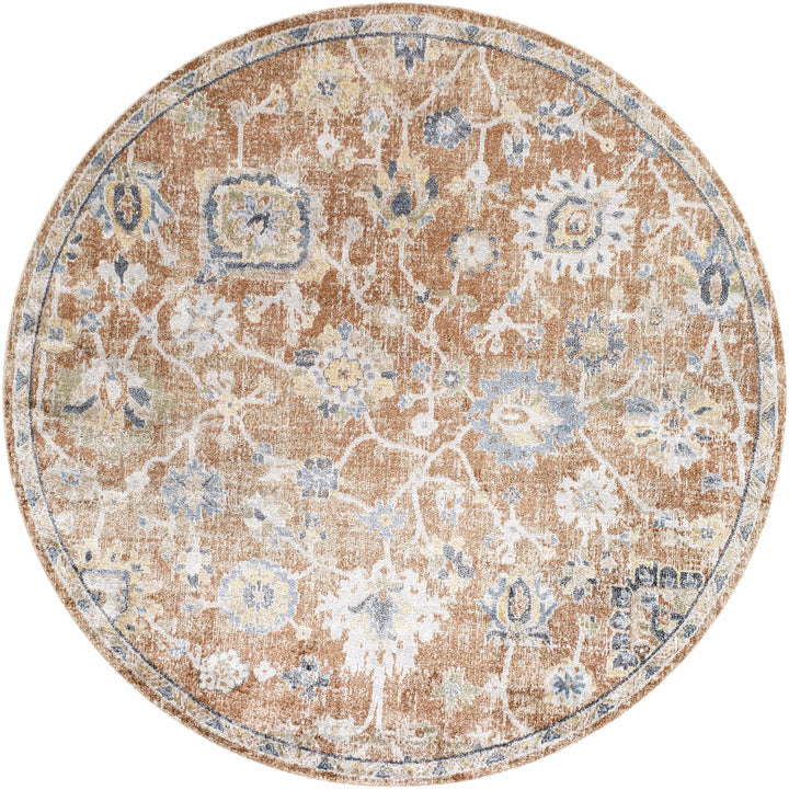Chavi Traditional Design Rust And Blue Washable Rug