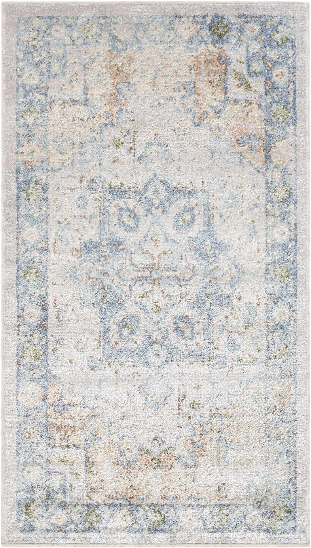 Neta Traditional Style Beige & Blue Washable Area Rug