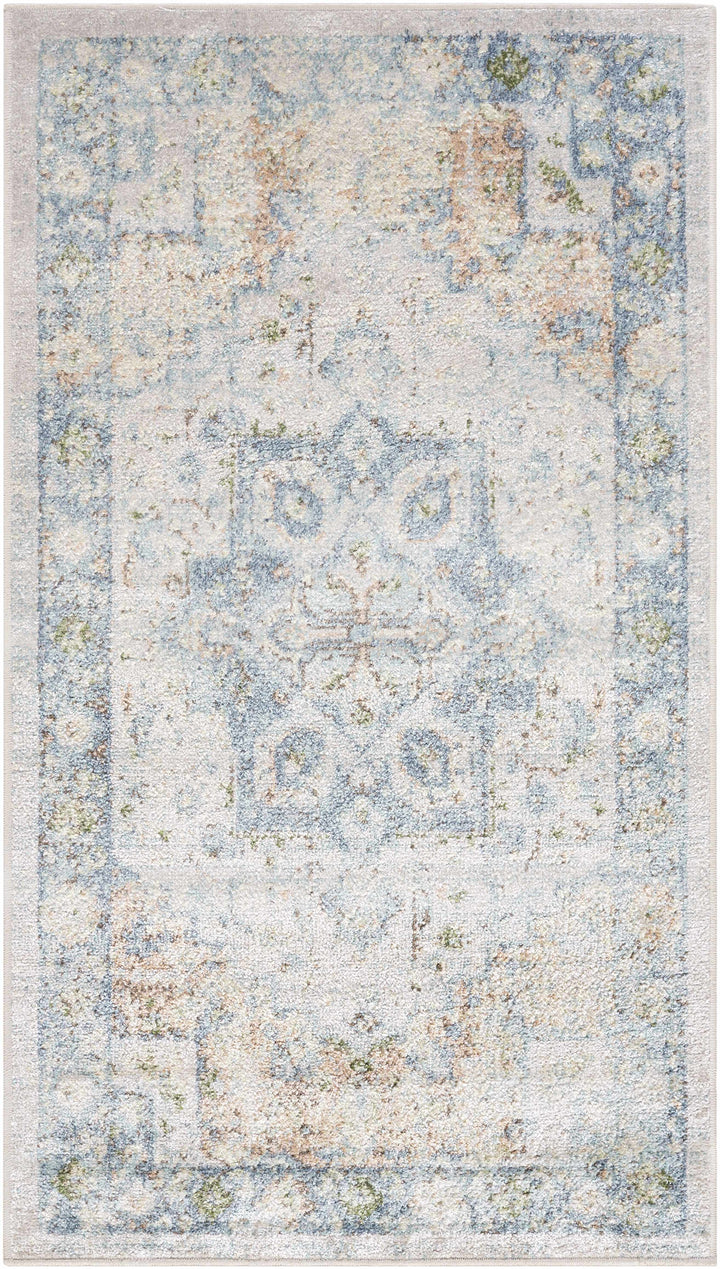 Neta Traditional Style Beige & Blue Washable Area Rug