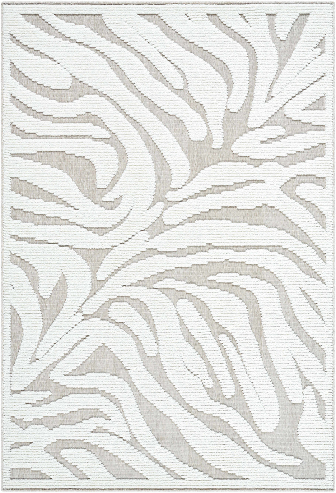 Keto Contemporary Style White Washable Area Rug