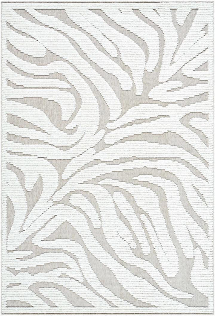 Keto Contemporary Style White Washable Area Rug