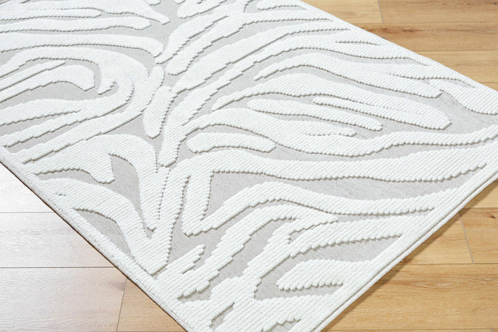 Keto Contemporary Style White Washable Area Rug
