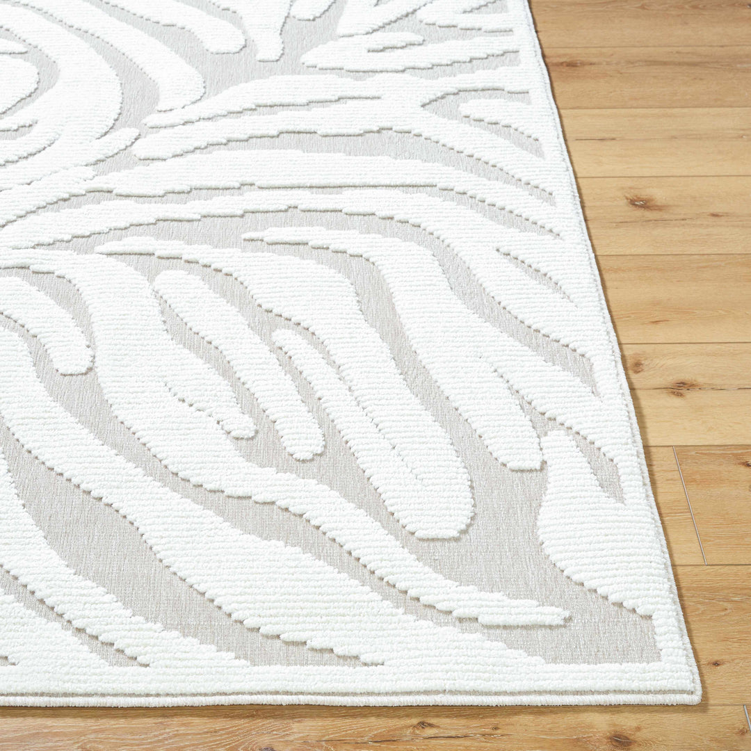 Keto Contemporary Style White Washable Area Rug