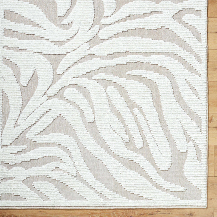 Keto Contemporary Style White Washable Area Rug