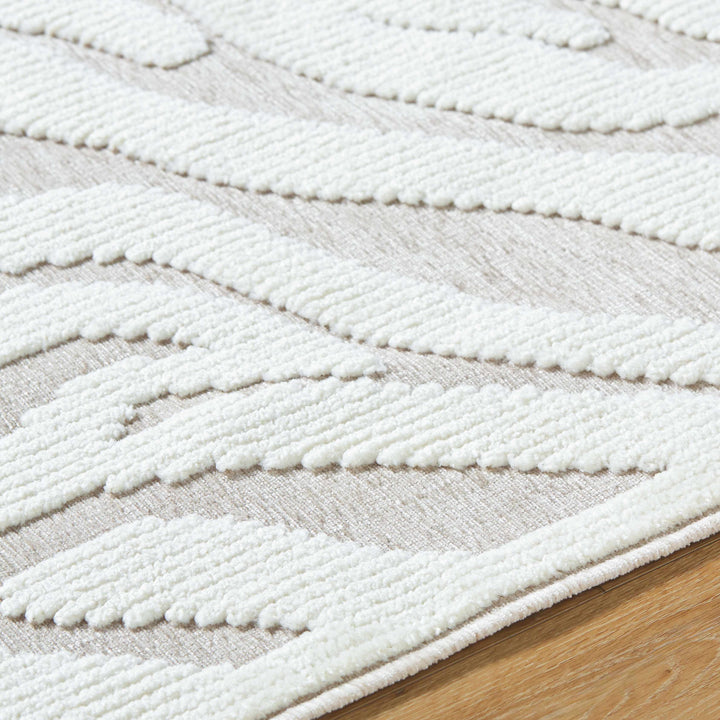 Keto Contemporary Style White Washable Area Rug