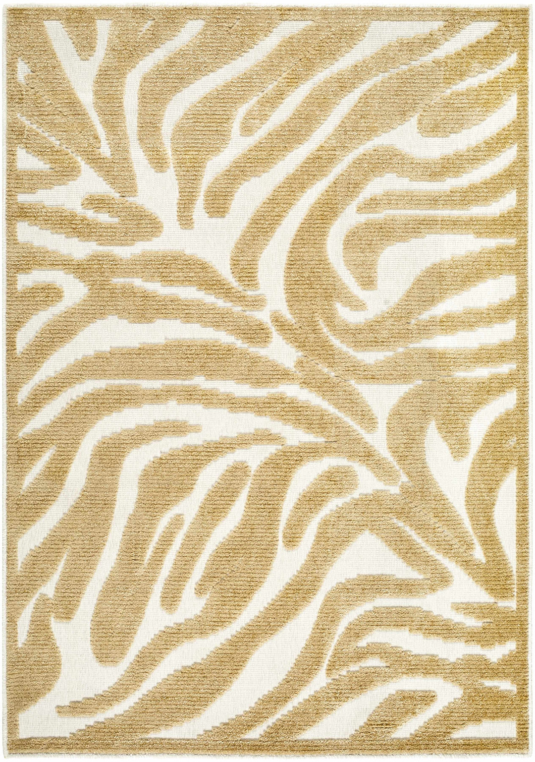 Keto Contemporary Beige And White Washable Area Rug