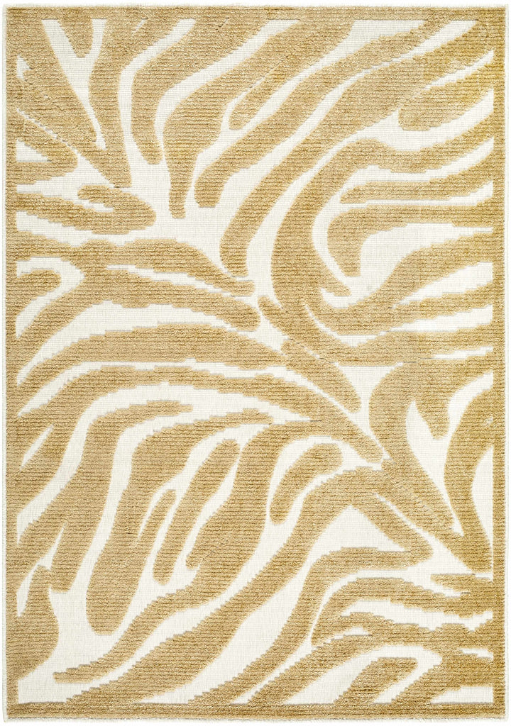 Keto Contemporary Beige And White Washable Area Rug