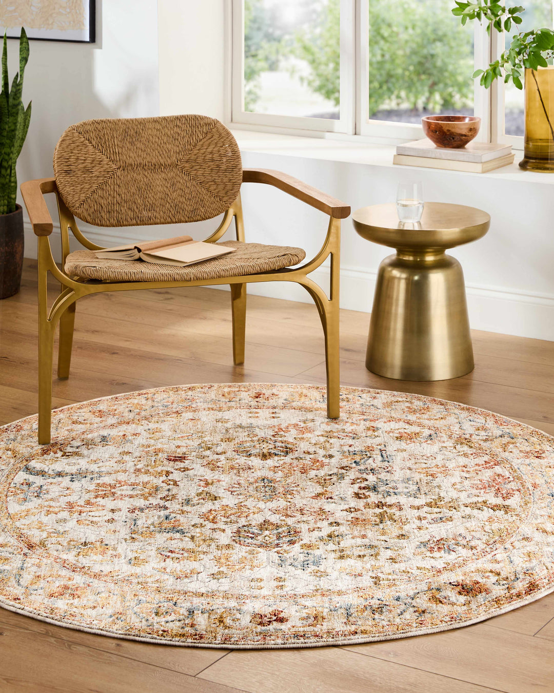 Asabi Tan And Rust Floral Design Rug