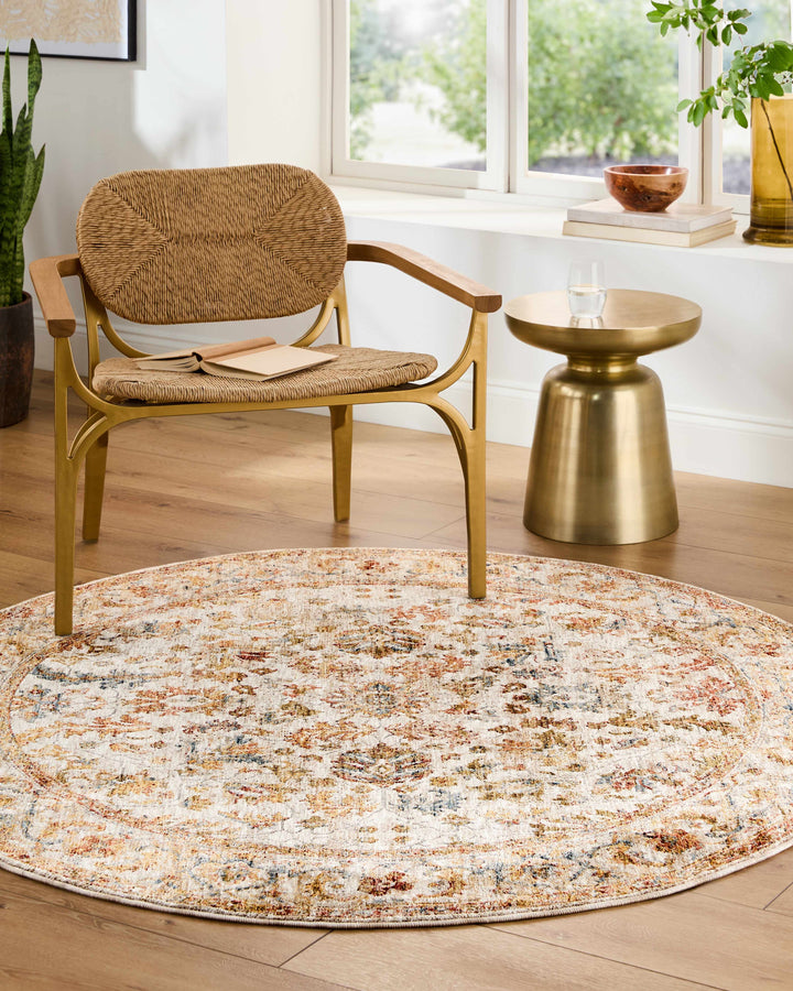 Asabi Tan And Rust Floral Design Rug