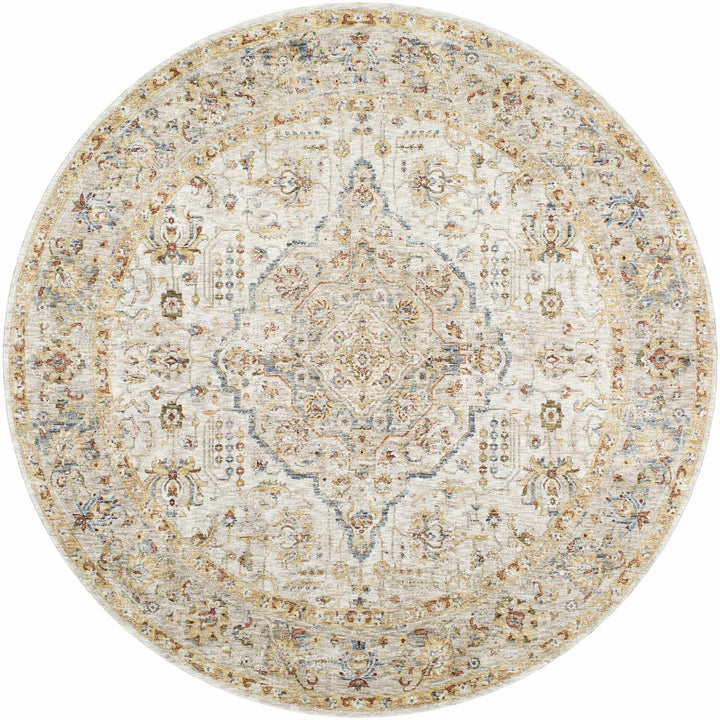 Canan Mustard And Beige Traditional Medallion Design Rug