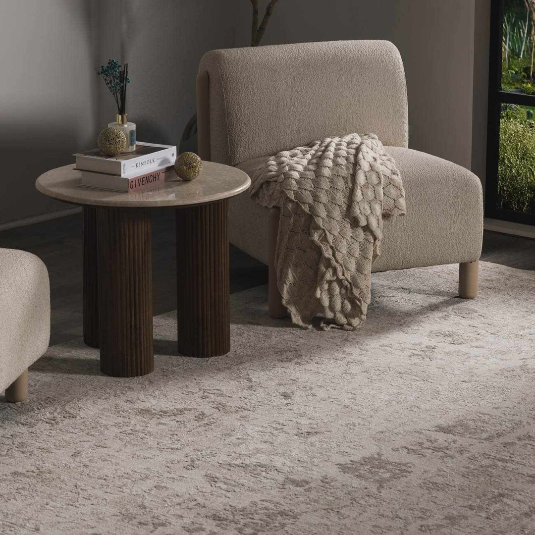 Transitional Style Gray Machine Woven Rug
