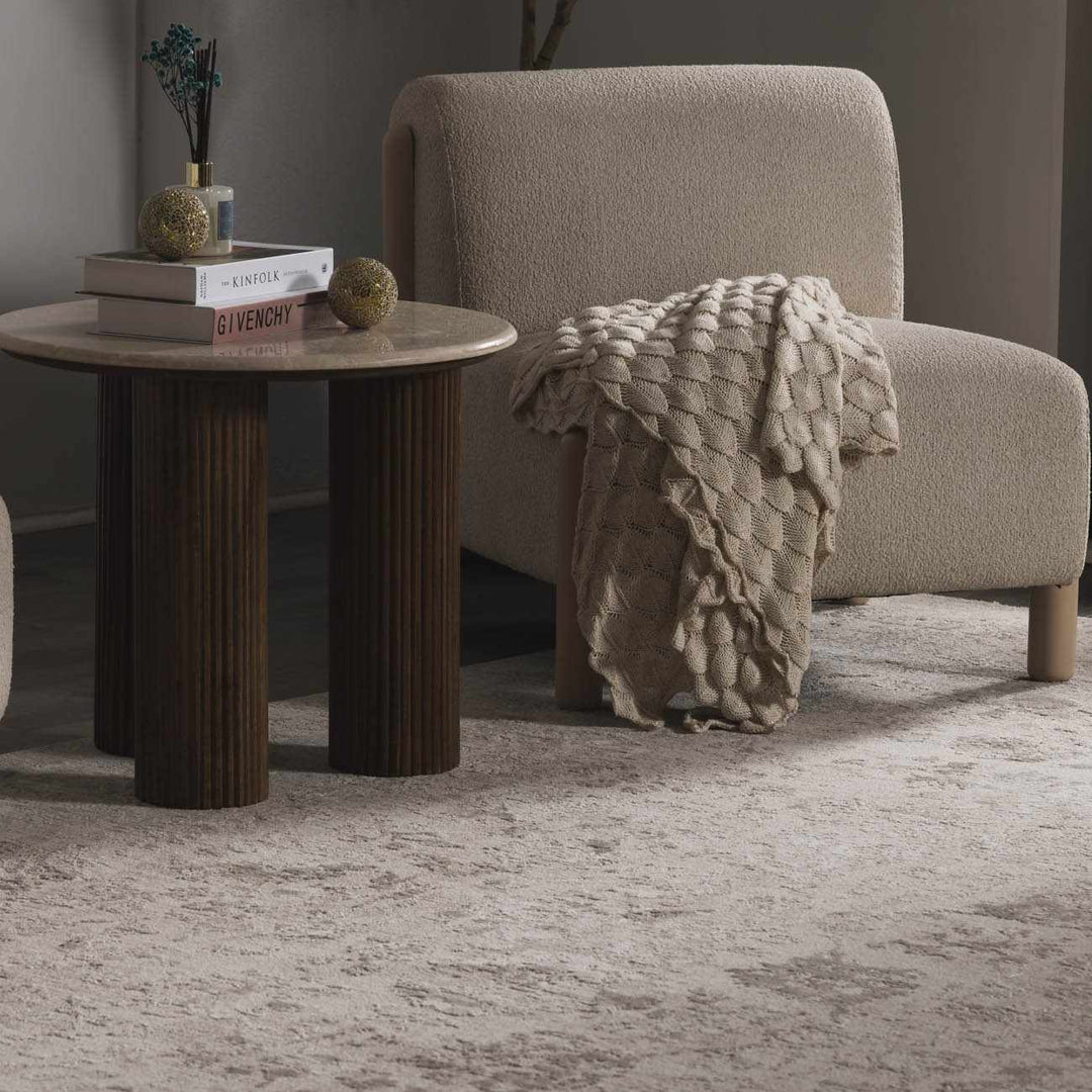 Transitional Style Gray Machine Woven Rug