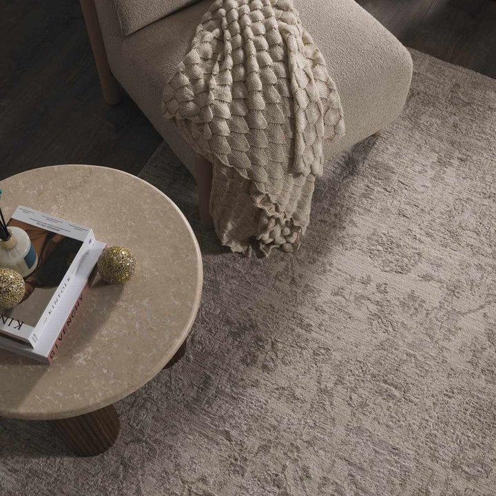 Transitional Style Gray Machine Woven Rug