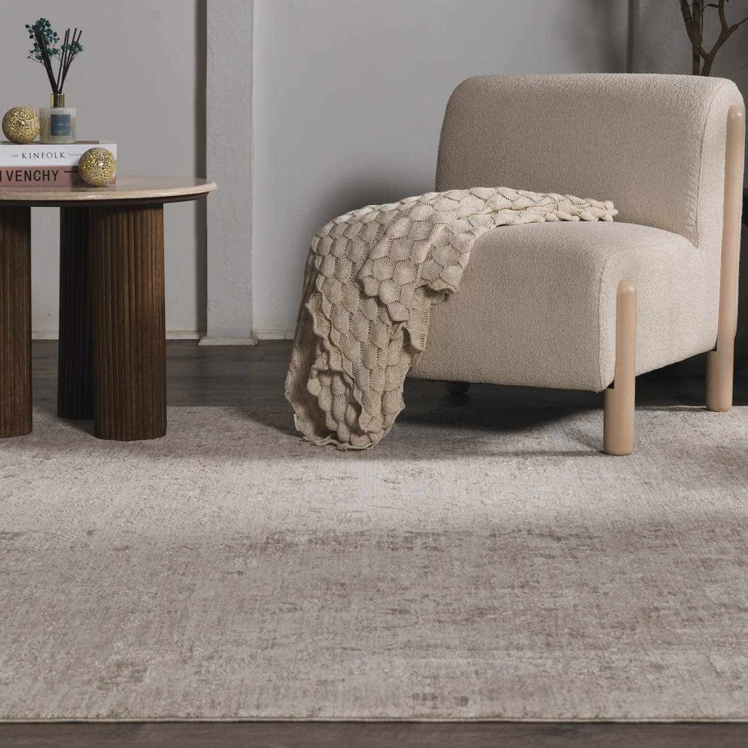 Transitional Style Gray Machine Woven Rug