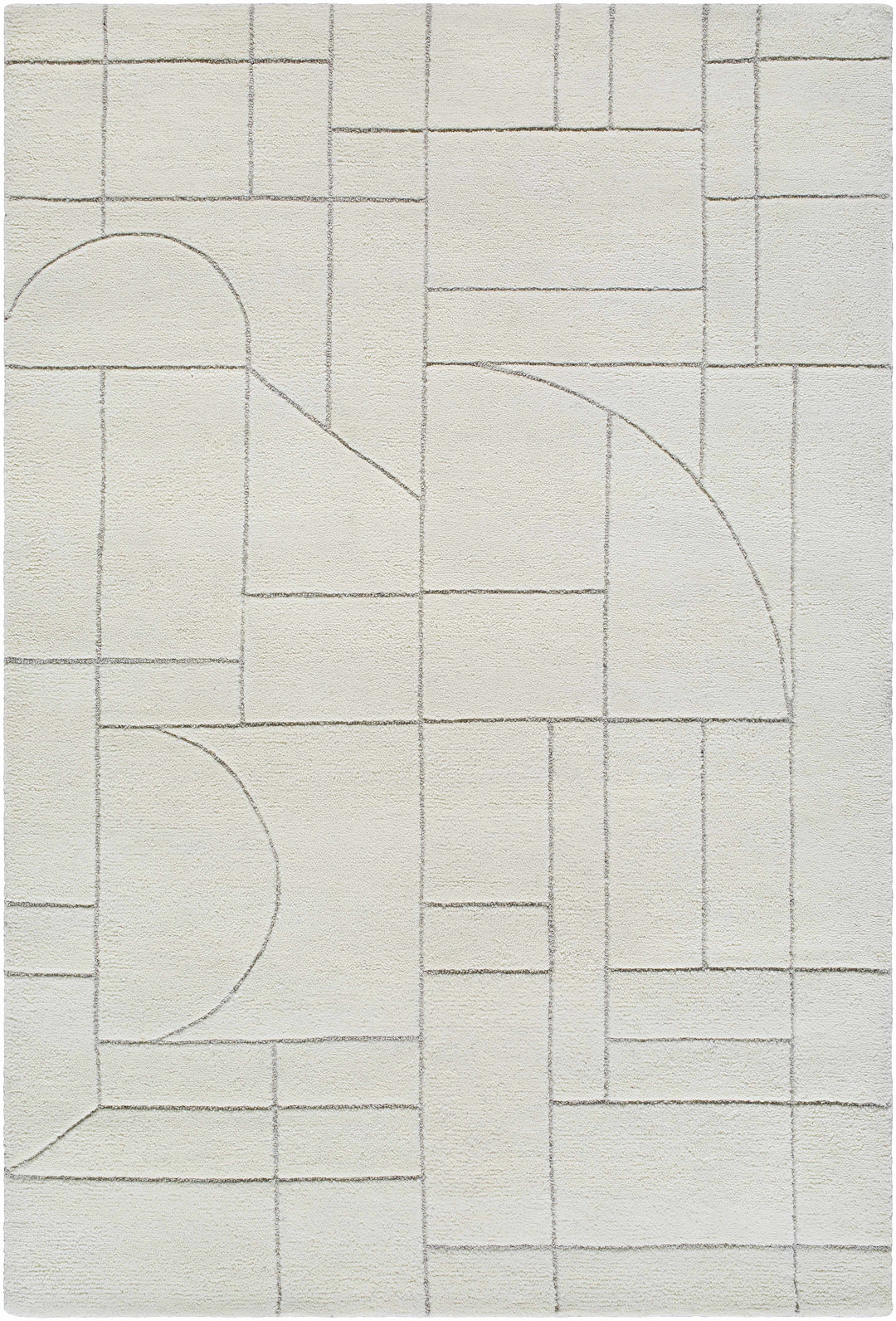 Fusao Modern Geometric Design Ivory Hand Tufted Wool Area Rug