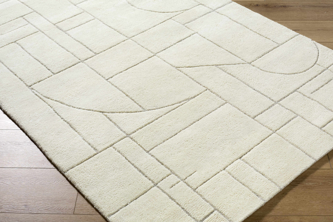 Fusao Modern Geometric Design Ivory Hand Tufted Wool Area Rug