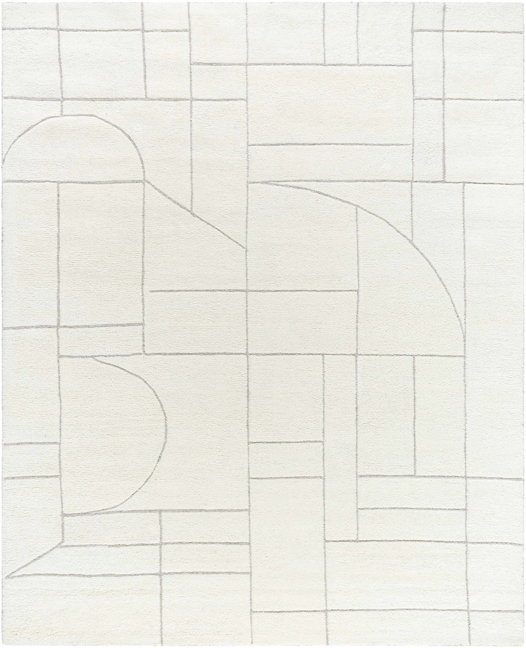 Fusao Modern Geometric Design Ivory Hand Tufted Wool Area Rug