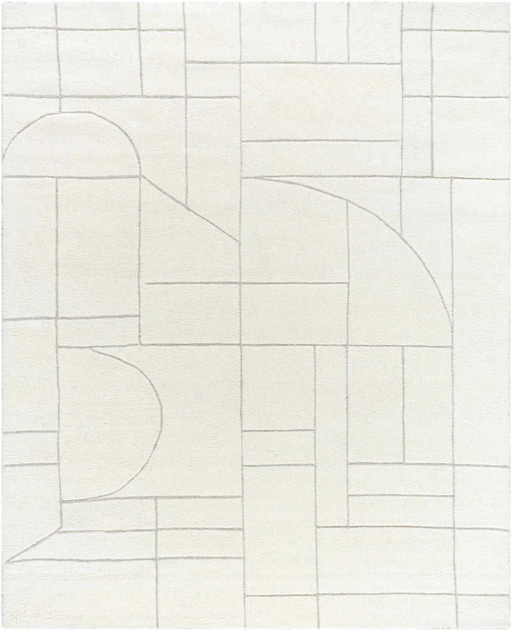 Fusao Modern Geometric Design Ivory Hand Tufted Wool Area Rug