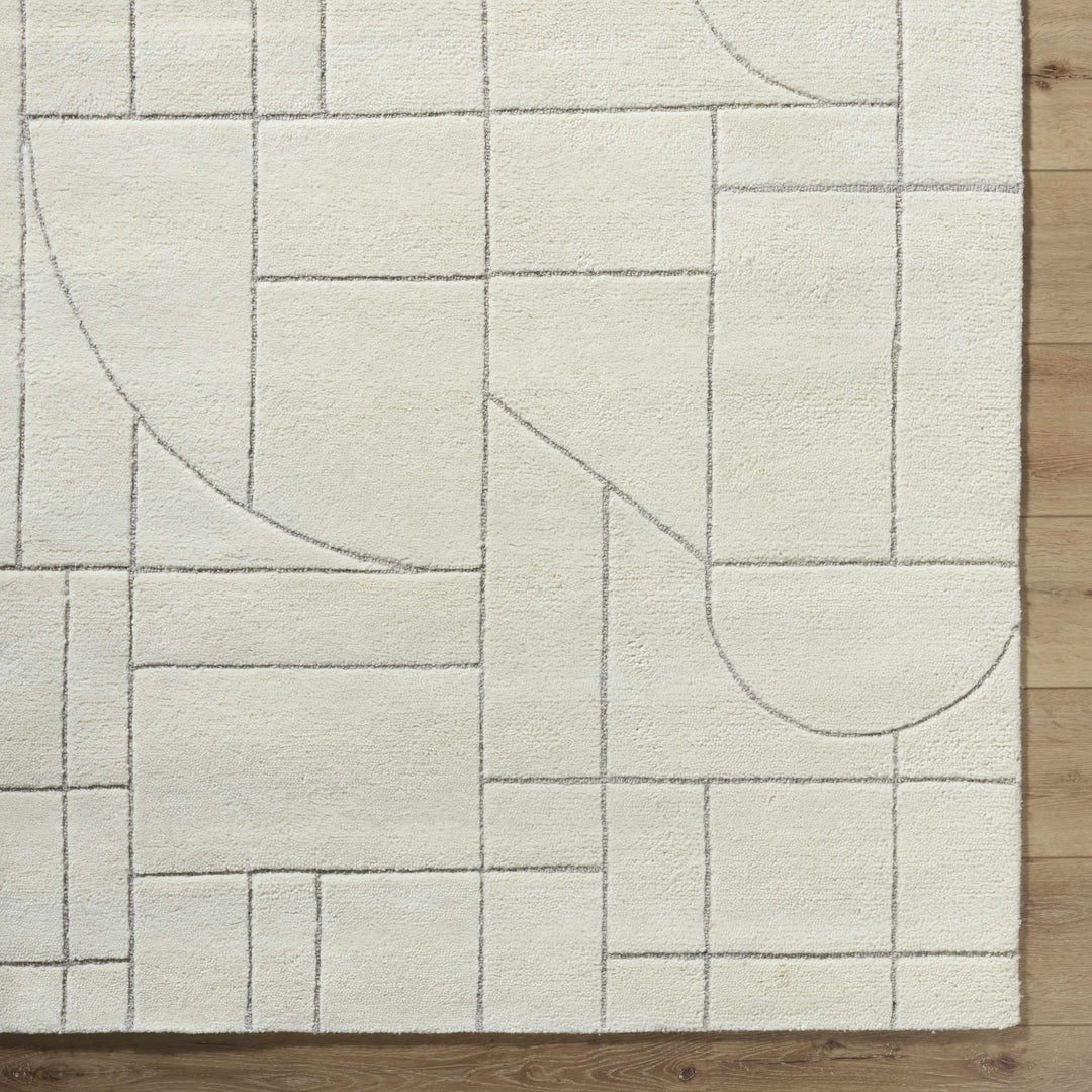 Fusao Modern Geometric Design Ivory Hand Tufted Wool Area Rug