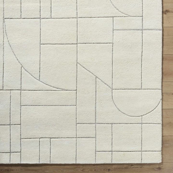 Fusao Modern Geometric Design Ivory Hand Tufted Wool Area Rug
