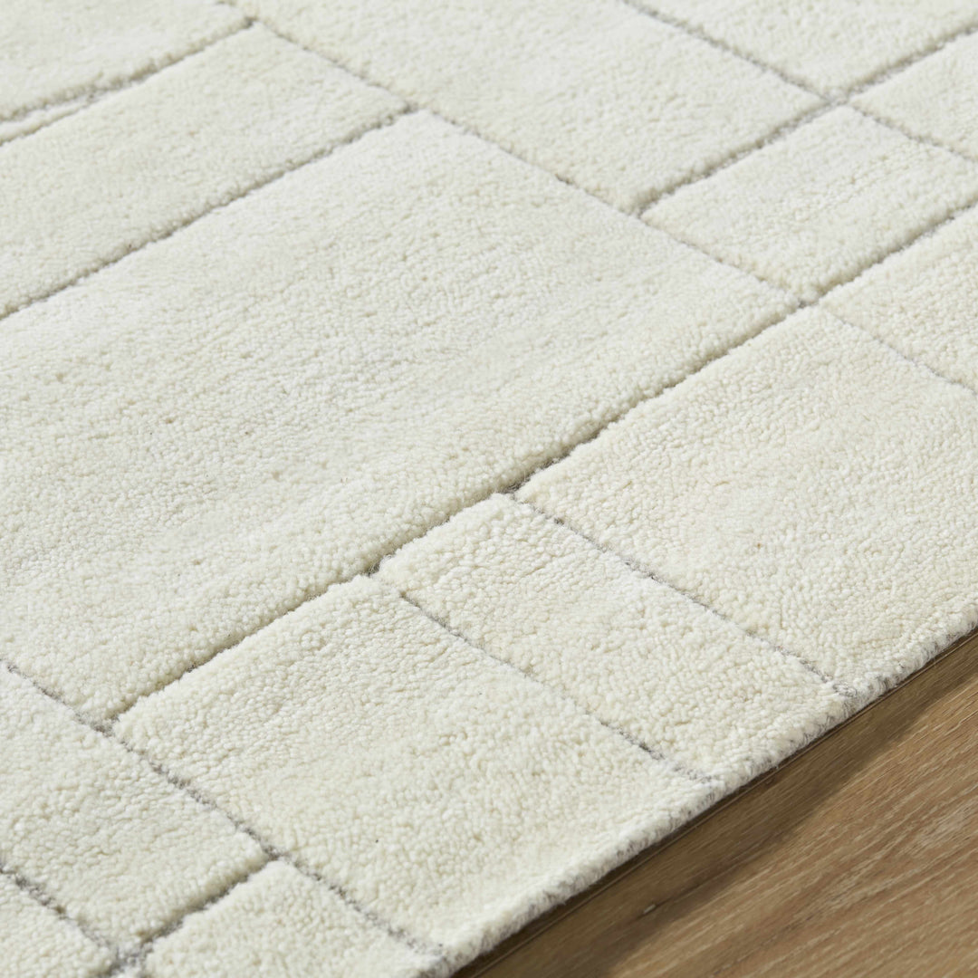 Fusao Modern Geometric Design Ivory Hand Tufted Wool Area Rug