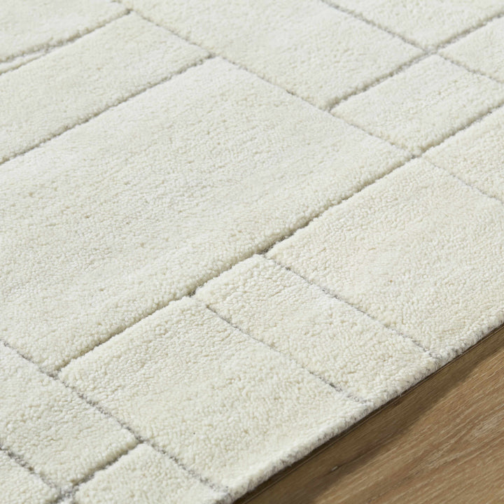 Fusao Modern Geometric Design Ivory Hand Tufted Wool Area Rug